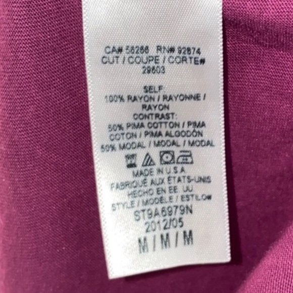 Splendid Fuchsia Blouse Hi-low Short Sleeve Sz  Small Silky - Picture 8 of 8